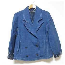 Emporio Armani Denim Double-Breasted Jacket Blue