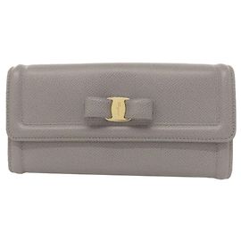 Salvatore Ferragamo Vara Ribbon Long Wallet Brown