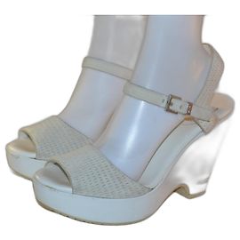 Mules compensées Cesare Paciotti en cuir blanc Blanc