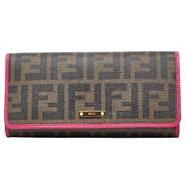 Fendi Zucca Long Wallet 8M0297 Brown Pink