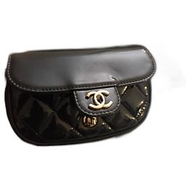 Petit sac chanel cuir verni noir Noir