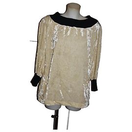 Twin Set Samt-Effekt Pullover schwarz creme Schwarz Creme