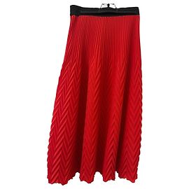 Maje Red Pleated Ankle-length Skirt Size 38 Red