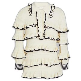 Zimmermann Polo-Pullover aus Häkelstrick Weiß Weiß