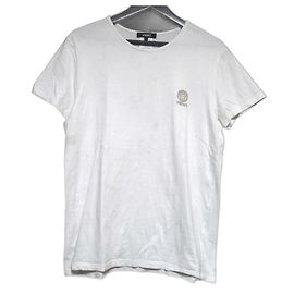 Camiseta de algodón con estampado de Medusa de Versace Blanco