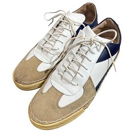 Jil Sander Deutsche Low-Cut Sneakers Weiß Marineblau