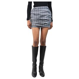 Magda Butrym Grey plaid ruched padded mini skirt - size UK 6 Grey