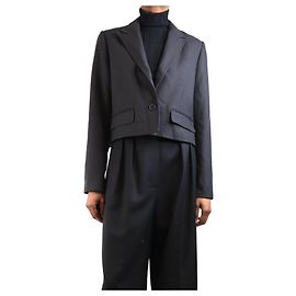Joseph Dark smoke cropped wool blazer - size UK 6 Grey