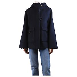 Ganni Navy blue hooded wool jacket - size XS Blue