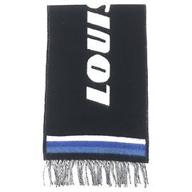 Stola in lana e seta Louis Vuitton Nero Bianco Blu