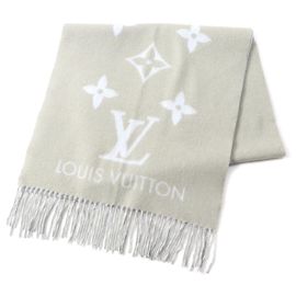 Écharpe en cachemire Louis Vuitton Marron Bleu clair