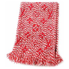 Sciarpa in lana-seta lavorata a maglia rossa e bianca Louis Vuitton Bianco Rosso