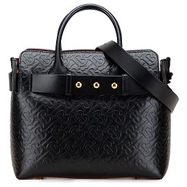 Bolsa de cinto em couro com monograma TB preto Burberry Preto