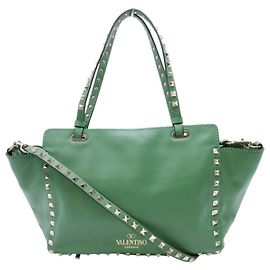 Valentino Garavani Rockstud 2-Way Shoulder Tote Bag Green
