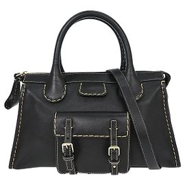 Chloé Bolsa de couro média Chloe Edith NM Preto