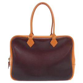 Hermès Plume Handtasche Orange Damier ebene