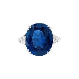 Harry Winston Ring, aus Platin mit einem Saphir und Diamanten besetzt. Andere