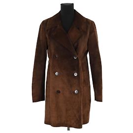 Agnès b. Brown leather coat Brown
