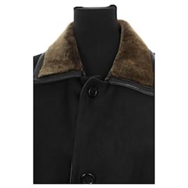 Autre Marque-Black suede and sheepskin coat-Black