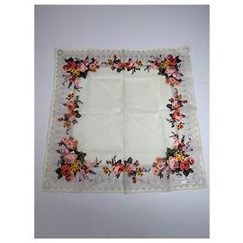 Sciarpa floreale vintage Dior bianca grigia multicolore Bianco