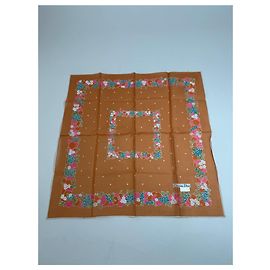 Vintage Dior Blumen-Schal braun mehrfarbig Orange