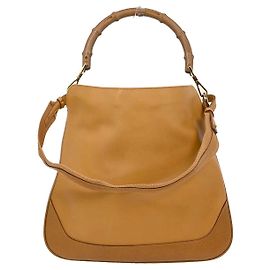 Bolsa de Ombro Gucci Diana em Couro Médio com Bambu Marrom