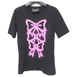 Camiseta de algodón con estampado de cinta Boutique Moschino Negro