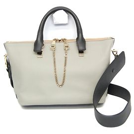 Borsa in pelle donna Chloé Baylee 3S0171 Nero Grigio Grigio antracite