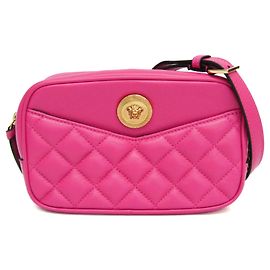 Bolsa de ombro matelassada Medusa da Versace Rosa