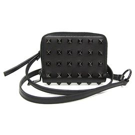 Monedero de cuero Lockstuds Valentino Garavani Negro