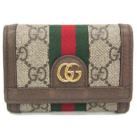 Gucci Ophidia Tri-Fold Wallet Beige Dark brown