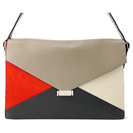 Céline Bolsa de Ombro Celine Diamond Clutch em Couro Harako Preto Branco Vermelho Cinza