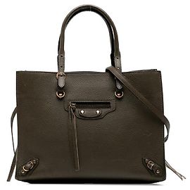 Bolsa 2 em 1 de couro mini papel Balenciaga Verde