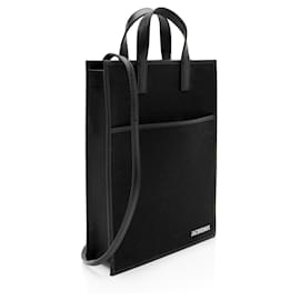 Jacquemus-Jacquemus Leather Le Cabas Tote-Black