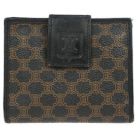 Céline Celine Vintage Bifold Wallet Macadam Coated Canvas Compact Black