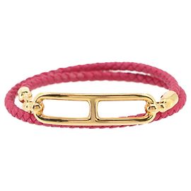 Pulseira Roulis Double Tour Hermès Rosa Dourado