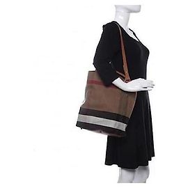 Burberry Canvas Mega Check Medium Ashby Hobo Tasche Gelb/Beige Beige Gelb