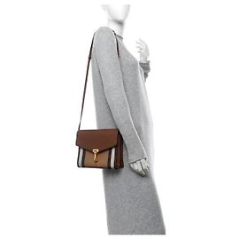 Bolsa transversal Macken Small em couro de bezerro House Check Bege/Marron da BURBERRY Marrom Bege