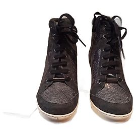 Botas Jimmy Choo de couro pretas e brancas Preto Branco