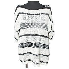 Polo Ralph Lauren Gestreifter Strickpullover Schwarz Weiß Aus weiß