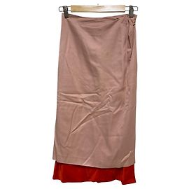Autre Marque Jupe longue bicolore superposée Dries Van Noten Rose Rouge