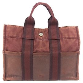 Hermès HERMES Halb-Leder Foule PM Tasche Rot Bordeaux