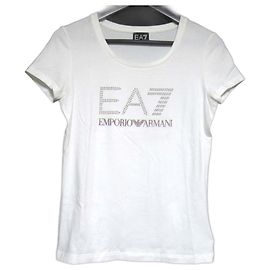 Camiseta con logo de strass Emporio Armani EA7 Blanco