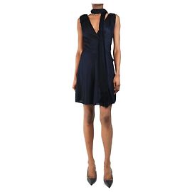 Chanel Combinaison en maille bleu marine avec écharpe - taille UK 8 Bleu Marine