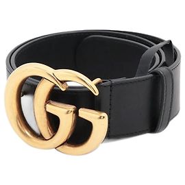 Gucci Schwarzer GG Marmont Ledergürtel Schwarz