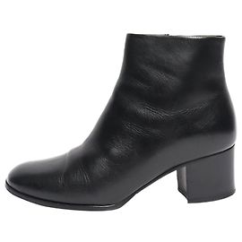 Chanel Botines de cuero negro - talla EU 38 (UK 5) Negro