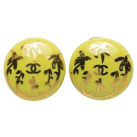 Orecchini Clip Coco Mark di Chanel D'oro Verde chiaro