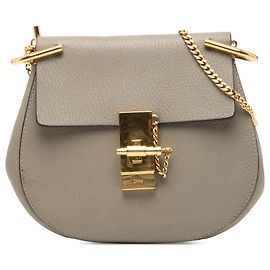Mini Crossbody Drew em pele de cordeiro grão Chloé Brown Marrom Taupe