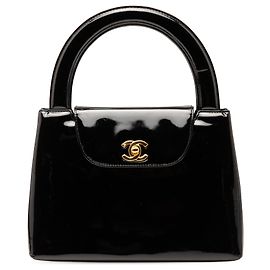 Chanel Black Patent Kelly Top Handle Flap Black