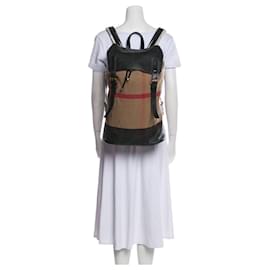 Burberry Mega Check Canvas Backpack Black/Beige Black Beige
